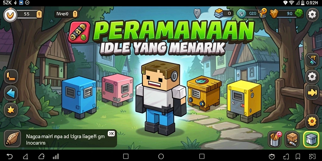 Tampilan utama gameplay idle dalam 5ZK yang menawan.