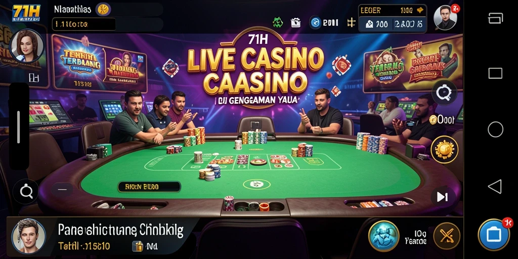 Gameplay Live Casino 71H dengan dealer dan pemain aktif.