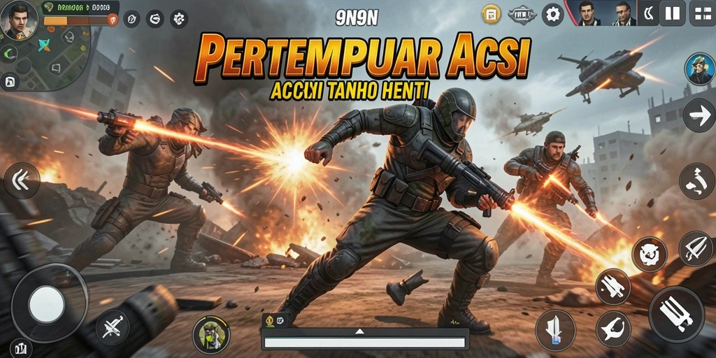 Screenshot menampilkan gameplay penuh aksi dari 9N9N yang mengesankan.