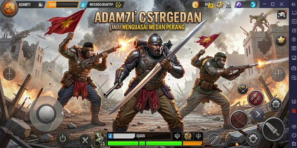 Tampilkan gameplay mendebarkan dalam ADAM77 dengan garis strategi yang tajam.