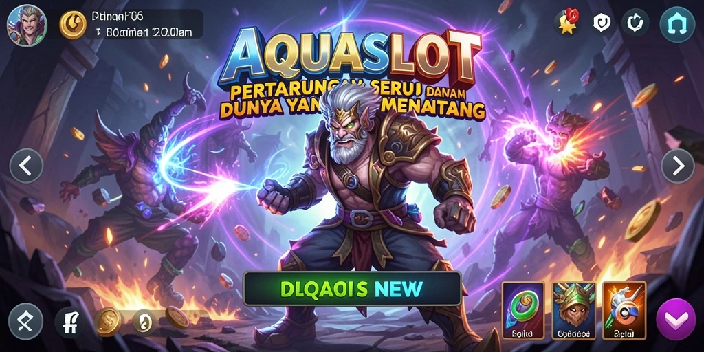 Screenshot utama AQUASLOT menampilkan aksi pertarungan yang mendebarkan.