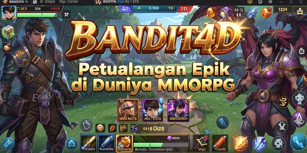 Tangkapan layar utama BANDIT4D menampilkan aksi seru dalam permainan MMORPG.
