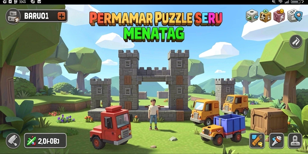 Tampilan gameplay menarik dalam puzzle BARU01 yang menantang.