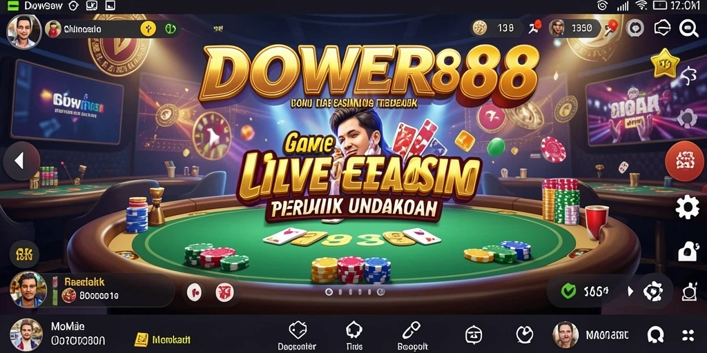 Gameplay DOWER88 menampilkan dealer langsung di meja kasino virtual.