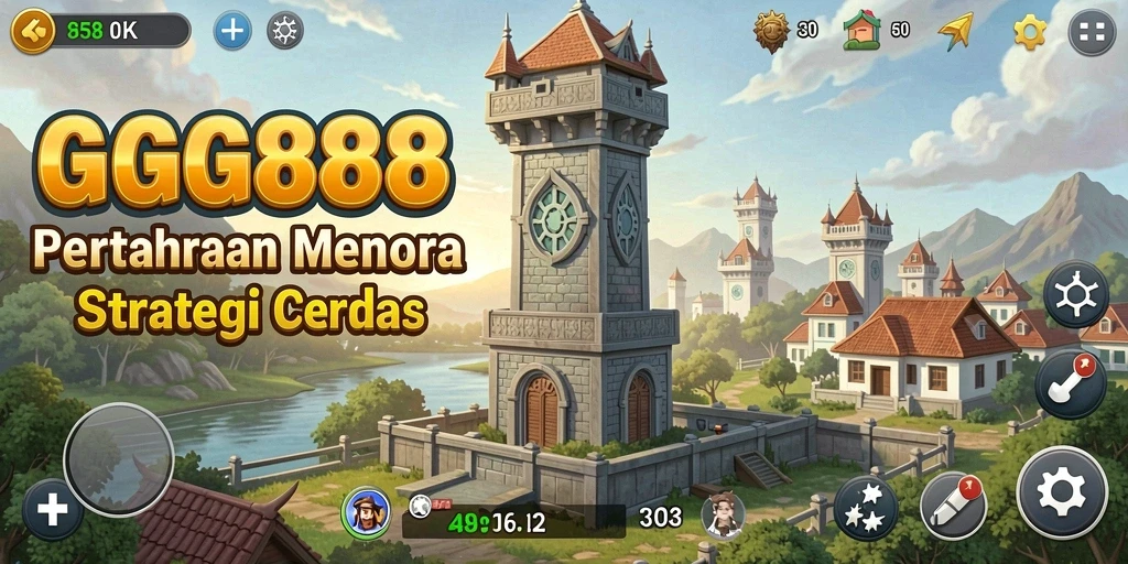 Screenshot GGG888 menampilkan aksi mendebarkan dalam Tower Defense.