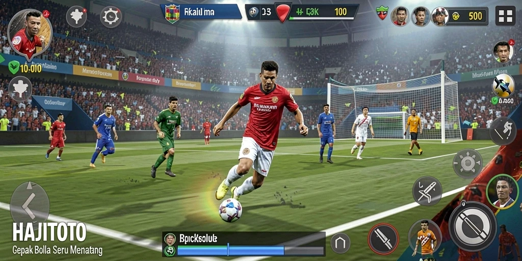 Gameplay seru dan realistis di lapangan sepak bola.