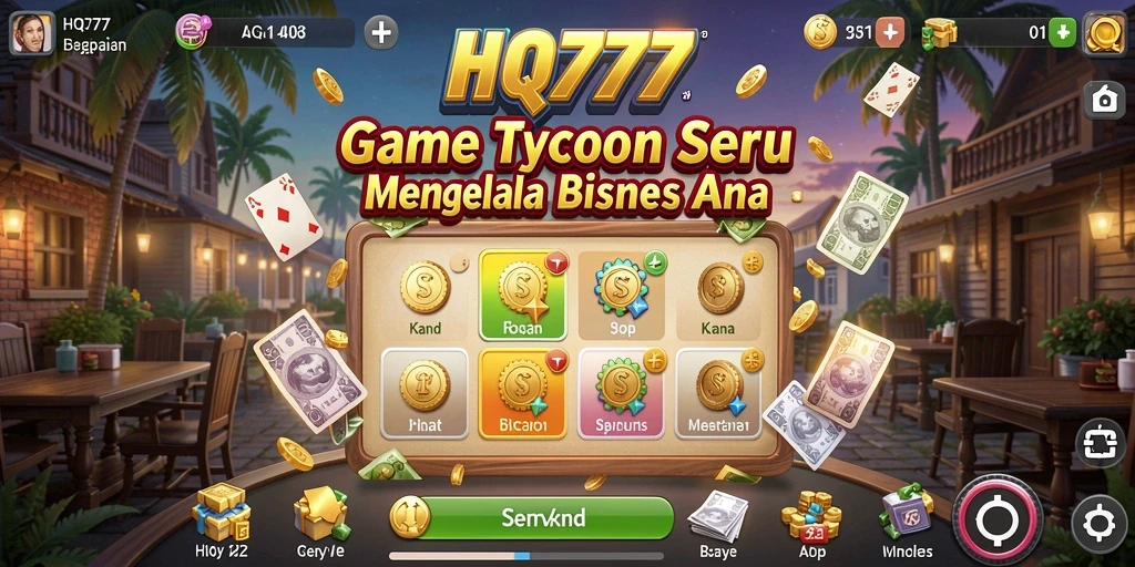 Tampilan gameplay seru di HQ777 menunjukkan strategi manajemen bisnis.