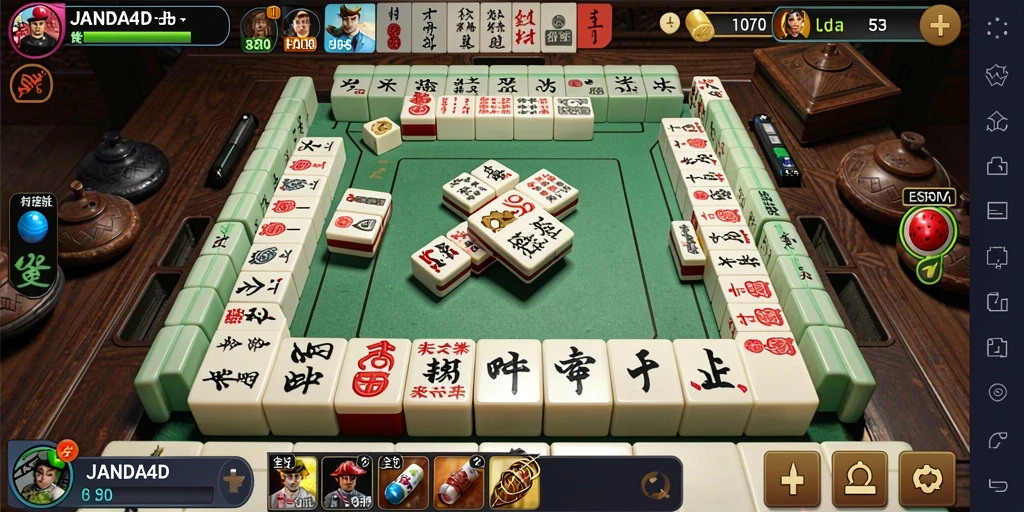 Screenshot gameplay JANDA4D menampilkan interaksi seru dalam permainan Mahjong.