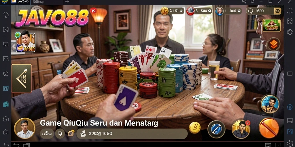 Screenshot utama JAVO88 menampilkan aksi seru permainan QiuQiu yang kompetitif.