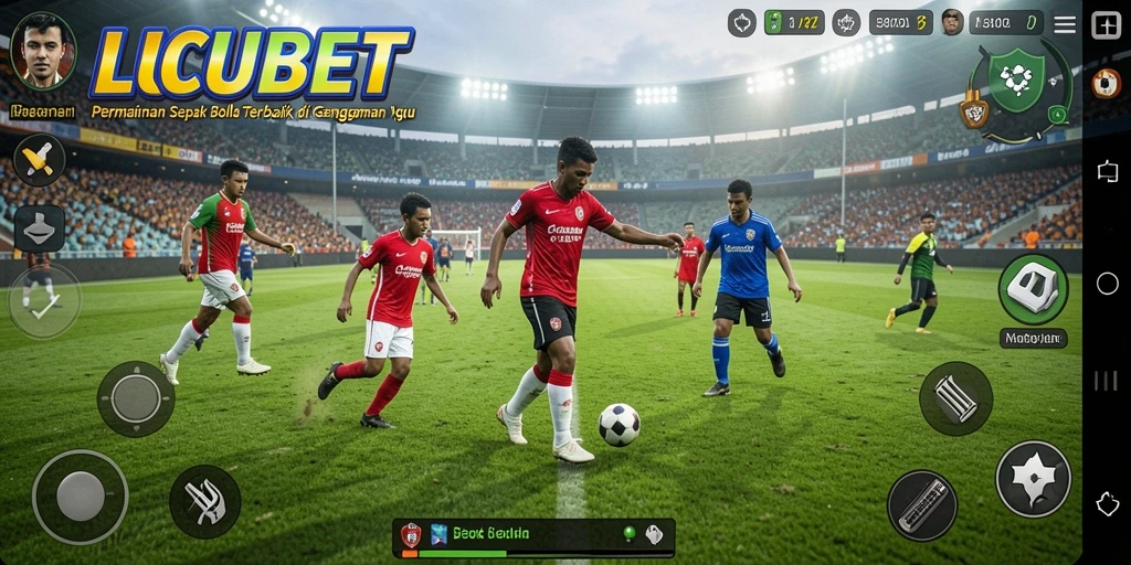 Tampilan gameplay menarik di LUCUBET, menunjukkan aksi sepak bola seru.
