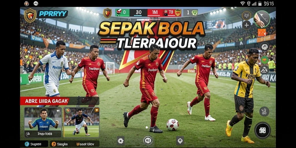 Tampilan gameplay mendebarkan dalam PPRRYY dengan aksi sepak bola.