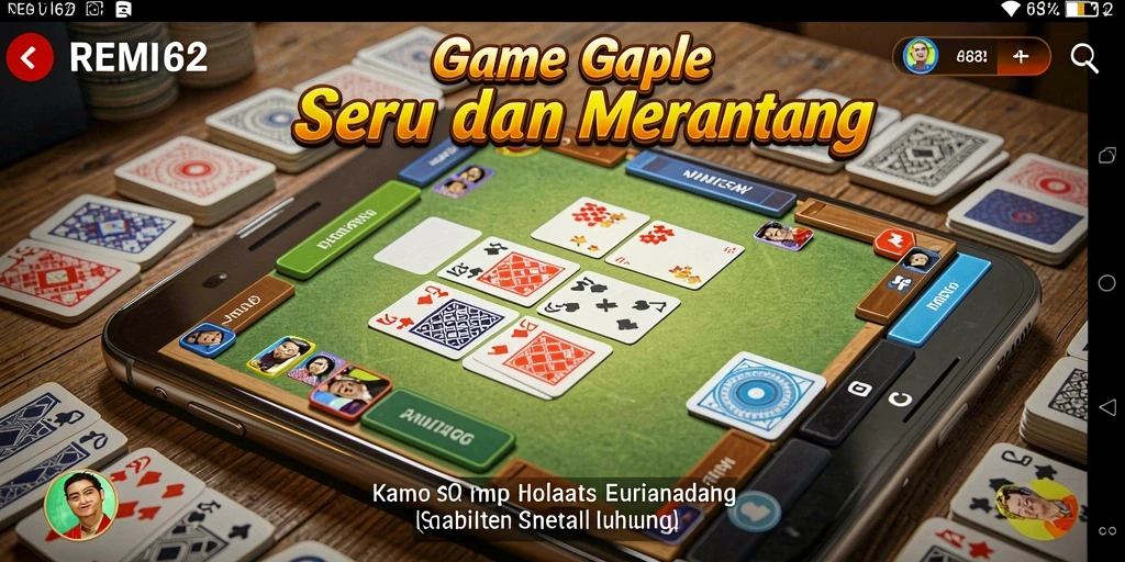 Screenshot gameplay REMI62 menunjukkan suasana seru saat bermain Gaple.