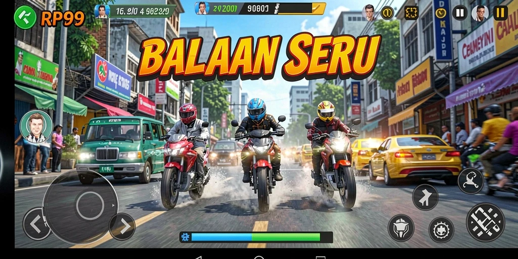 Tampilan gameplay RP99 yang menegangkan di trek balap.