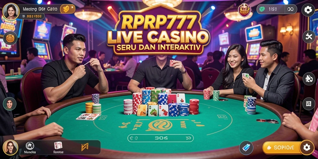 Tampilan gameplay yang mendebarkan di RPRP777 dengan dealer langsung dan suasana kasino.
