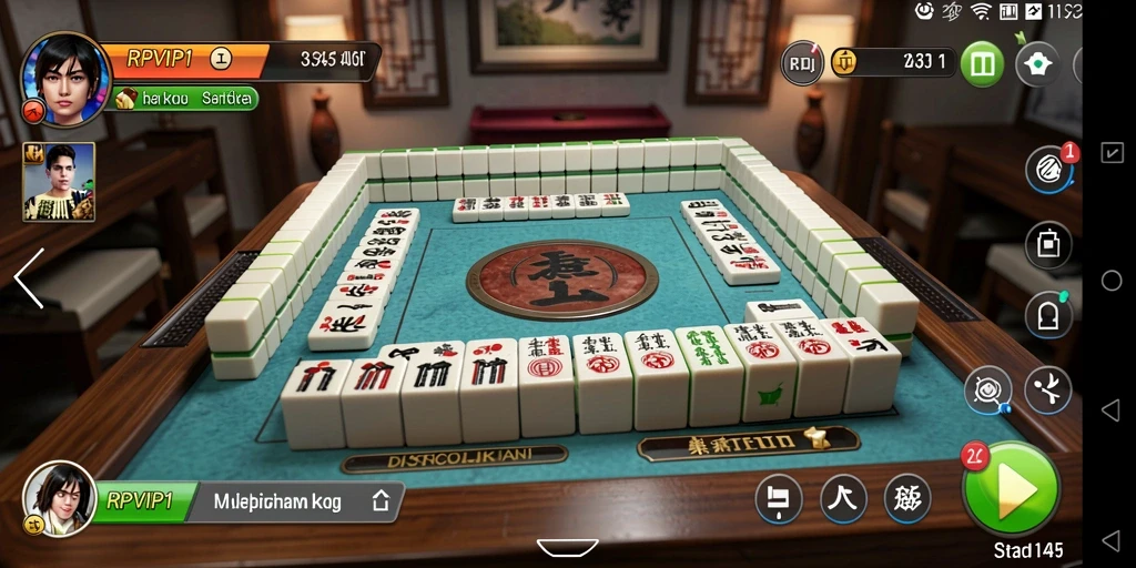 Screenshot gameplay RPVIP1 menampilkan antarmuka permainan Mahjong yang menarik.