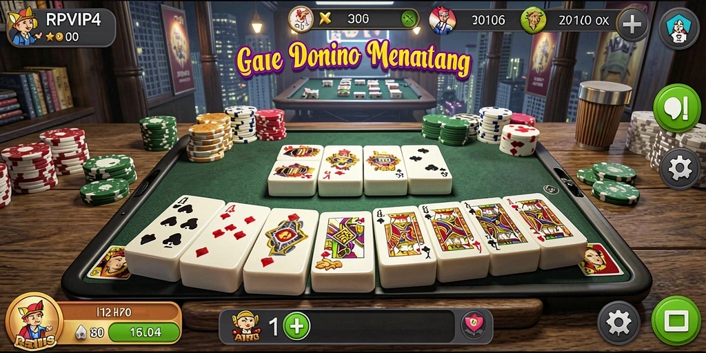 Screenshot gameplay RPVIP4 menampilkan serunya permainan Domino.