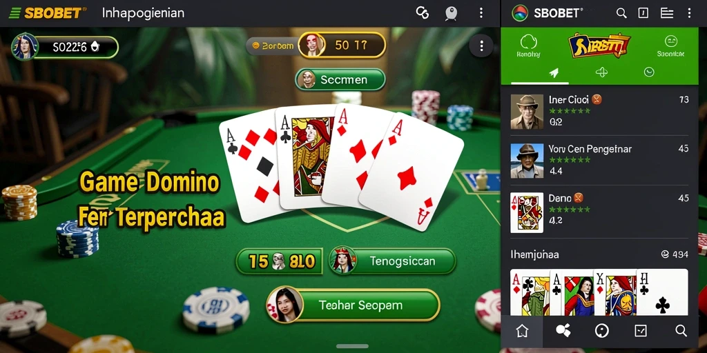 Tampilan gameplay seru dalam aplikasi SBOBET dengan berbagai mode Domino.