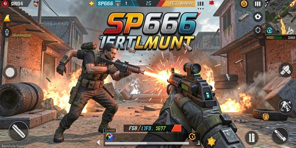 Screenshot gameplay SP666 yang menampilkan aksi pertempuran yang seru.