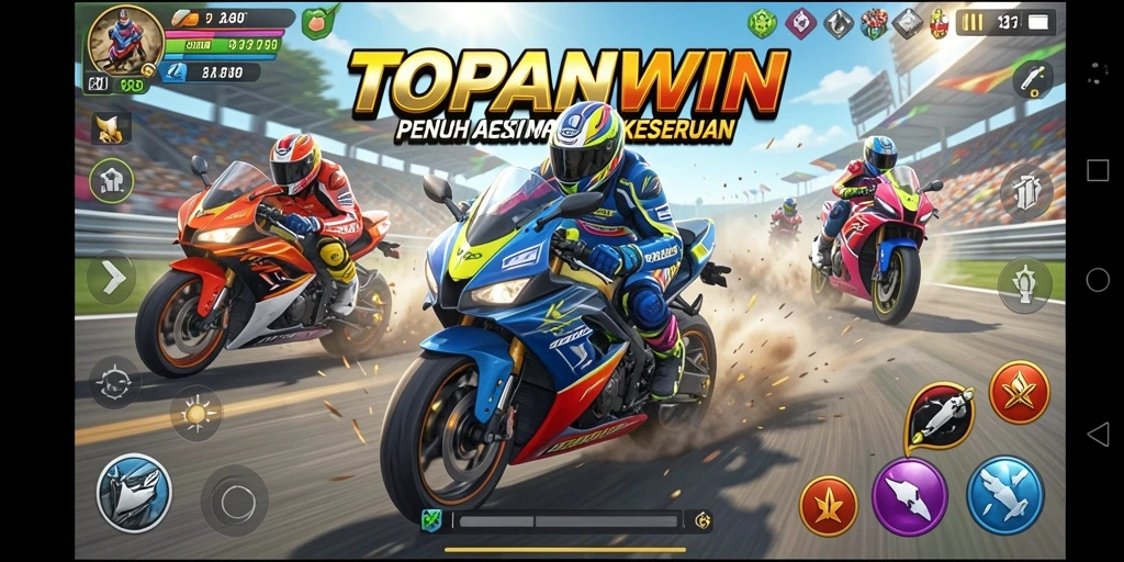 Gameplay seru dalam balapan motor yang mendebarkan.