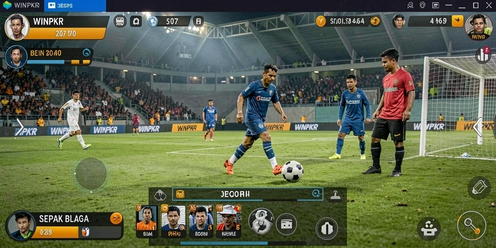 Tampilan gameplay menarik dari WINPKR yang menghadirkan pengalaman sepak bola