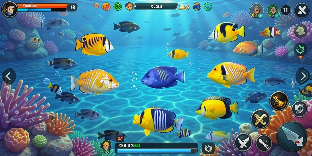 Tampilan menarik dari gameplay Tembak Ikan yang penuh warna.
